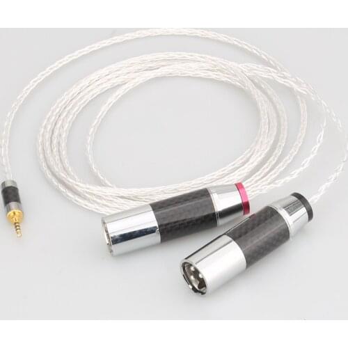 HIFI 8 Cores OCC Silver Plated 4.4mm/3.5mm/2.5mm TRRS Balanced to Dual 2x 3pin XLR Balanced Male Audio Adapter Cable