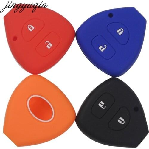 Jingyuqin 10pcs/lot 2 Buttons Silicone Car Key Case Cover For TOYOTA Corolla Hilux Vitz Rav4 Aqua Camry