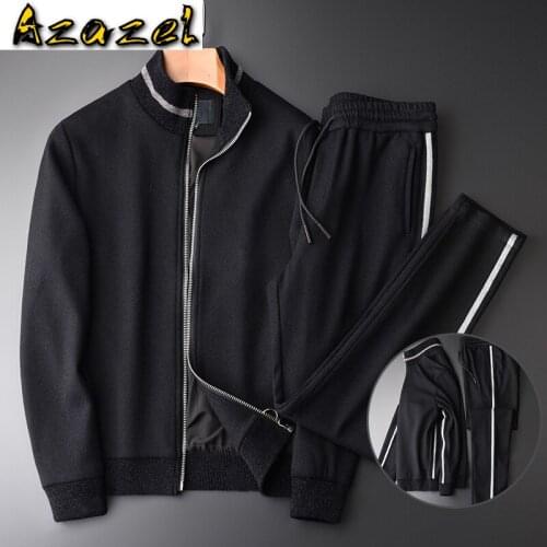 Azazel Thicken Mens Tracksuit (Jacket+Pants) Luxury Stand Collar Zipper Male Sets Fashion Slim Fit Casual Man Pants 4XL