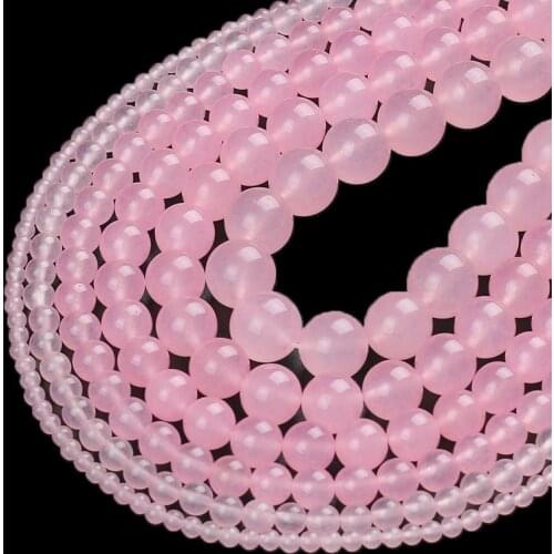 Natural Stone Pink Jades Round Loose Spacer Beads For Jewelry Making DIY Earrings Bracelet Accessories 15'' 4/6/8/10/12mm