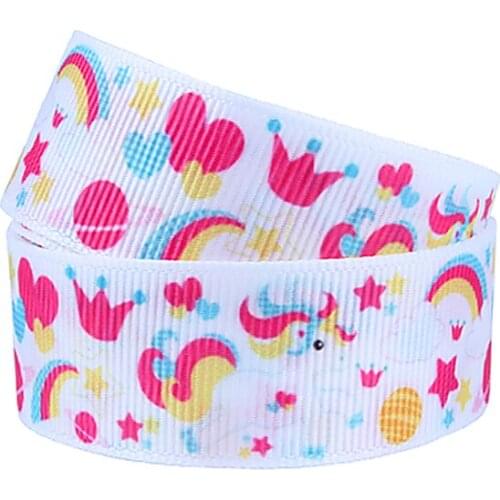 FLRA Ribbon (50yards/lot)FLORA Ribbons wholesale rainbow Unicorn printed ribbon