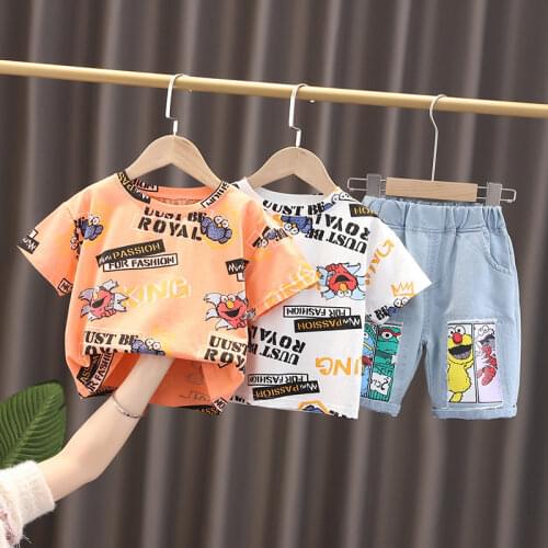 DIIMUU Summer Fashion Baby Boy Clothes Sets T-shirt + Pants 1 2 3 4T Toddler Casual Clothing Children Kids Boys Outfits Suit