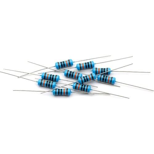 50pcs 1W 1R~22M 1% Metal film resistor 100R 220R 1K 1.5K 2.2K 4.7K 10K 22K 47K 100K 100 220 1K5 2K2 4K7 ohm resistance