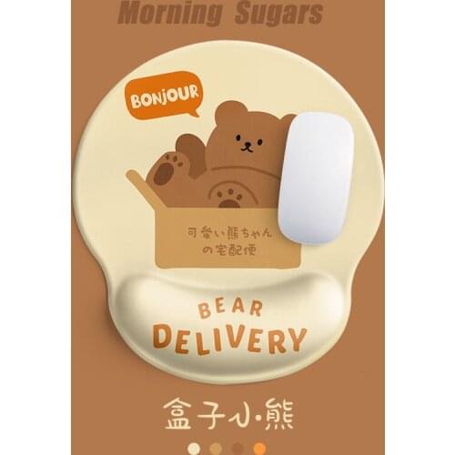 Cute Korean bear mouse pad wrist support soft cushion super large 3d chest mouse pad silicone girl ins