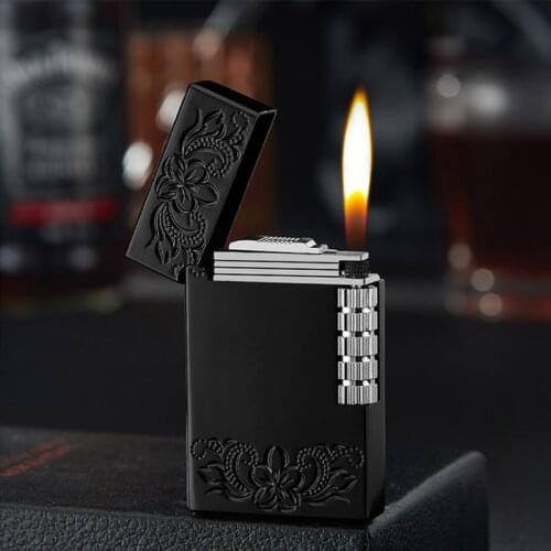 Fashion Bussiness Gas Lighter Gasoline Flint Lighter Bright Sound Cigarette Lighter Men Metal Gas Inflatable Butane Lighters