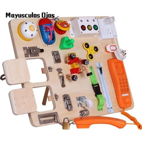 Montessori Early Childhood Education Children Busy Board Unlocking Teaching Aids 21 In One Science Education Educational Toys