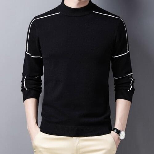 Mens autumn winter brand knit pullover sweaters for autumn winter mens fashion business casual slim warm wool bottoming sweater