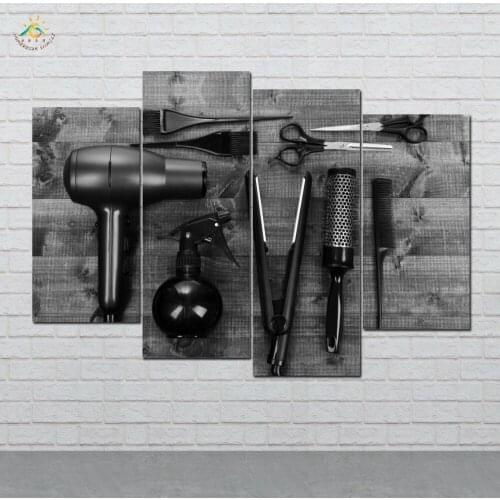 Wall Art HD Prints Canvas Art Painting Modular Picture And Vintag Poster Best Hair Salon Canvas Painting Home Decor 4 PIECES
