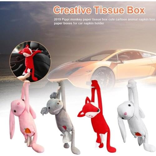 New Arrivals Car Paper Tissue Box Cute Cartoon Animal Napkin Box Paper Boxes For Car Napkin Holder
