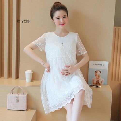 Maternity Clothes 2018 Spring Summer Maternity Short Lace Patchwork Plus Size Loose Dress Pregnancy Clothes for Pregnant Women