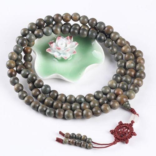 15mm Big Tibetan Buddhism 108 Good Green Sandalwood Prayer Bead Mala Necklace