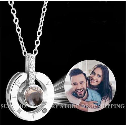 Custom Lover Animation Celebrity Photo Projection Necklace Memory Jewelry Projection Necklace Mothers Day Birthday Gifts