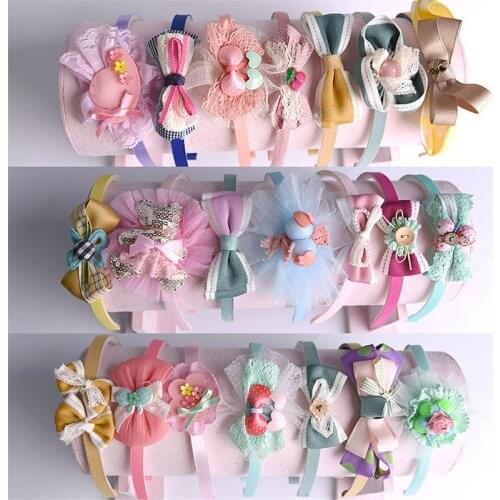 10pcs Children Baby Tulle Lace Bow Hairbands Tiaras Hoop For Hair Clasp Girl Hair Band Headbands Ornaments Hair Accessoies