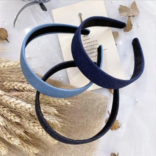 Summer fashion headband boutique cowboy hair accessories women solid color denim wide hairbands headband girl hair hoop headwear