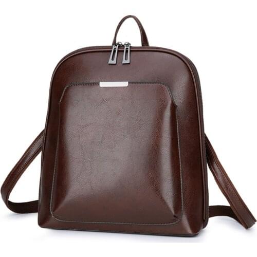 Retro Luxury High Quality Leather Backpack Woman Large Capacity School Shoulder Bags Mochila Feminina Casual Daily Travel Bags