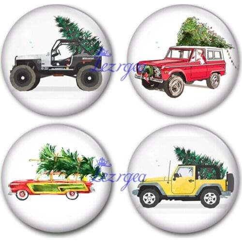 Christmas Car glass cabochon, Christmas delivery Round photo glass cabochon demo flat back Making findings