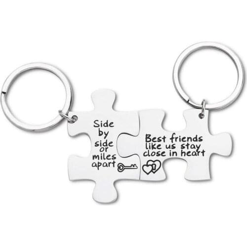 Christmas Best Friend Gifts for Women Girls Friendship Gifts Puzzle Pieces Side By Side or Miles Apart