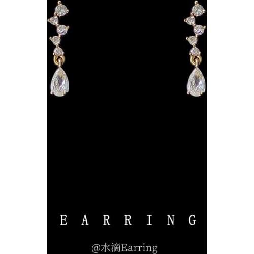 Diamond Drop Zircon Stud Earrings 14K Gold Plated Without Pierced Earrings Earrings Earrings Cuffs Korean-earrings-2021