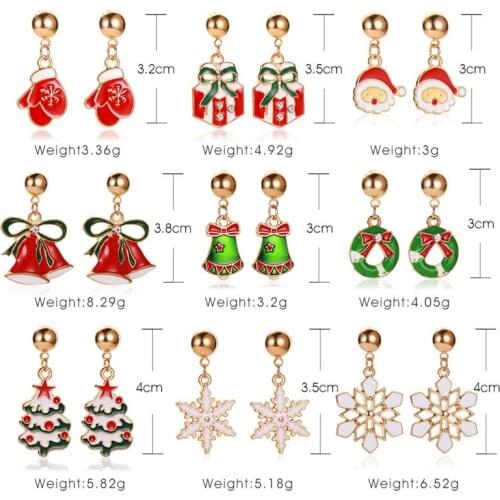 Santa Claus Snowman Earrings Snowflakes Eardrop Merry Christmas Decor for Home 2020 Christmas Gift Xmas Decor New Year 2021