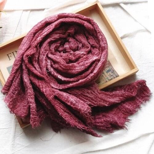 Winter Scarf Cotton And Linen Solider Color Long womens Scarves Shawl Crumpled Warm Men Scarf American Japanese Unisex Style