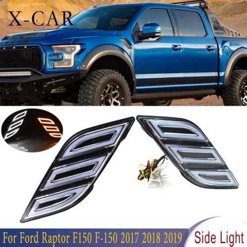 X-CAR LED Turn Signal Light Side Lights Pickup Door Exterior Lamp DRL With Yellow For Ford Raptor F150 F-150 2017 2018 2019