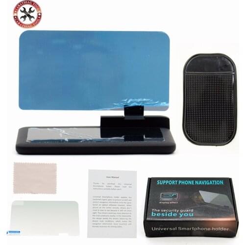 H6 Universal Head Up Display Car GPS Navigator Smartphone HUD Holder Non-slip Mat with Transparent Reflection Film Black