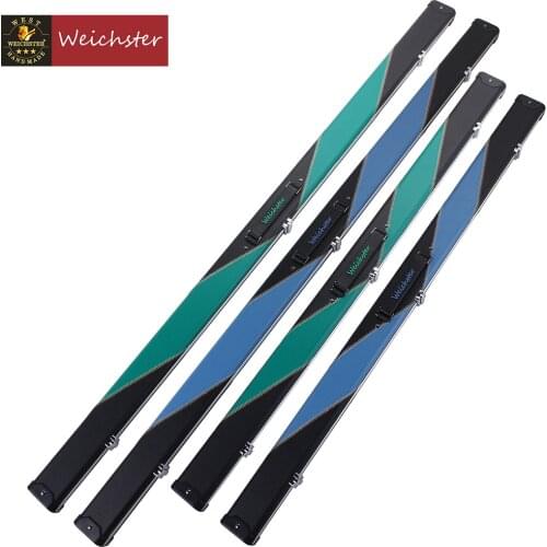 Weichster PU Leather Aluminum Snooker Pool Cue Case Black with Bue Green Case