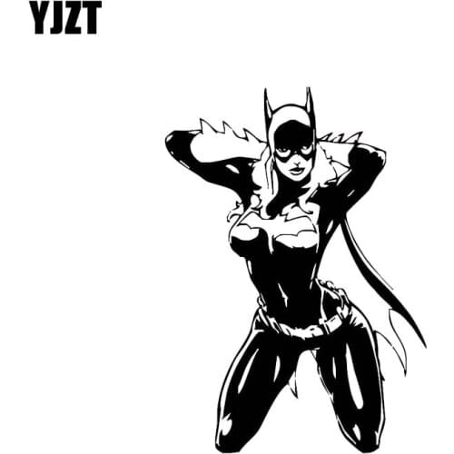 YJZT 11.1*15.6CM Provocatively Bat Girl Car Sticker Black/Silver Vinyl Decals Covering The Body Fashion Popular Style C20-0379
