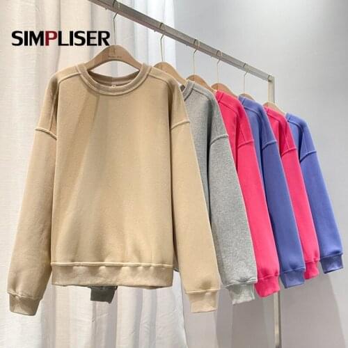Women Couple Sweatshirt Warm Fleece Cotton Tracksuit Sports Sweatshirt 2021 Winter Autumn Casual Loose Jumper Friends Tops