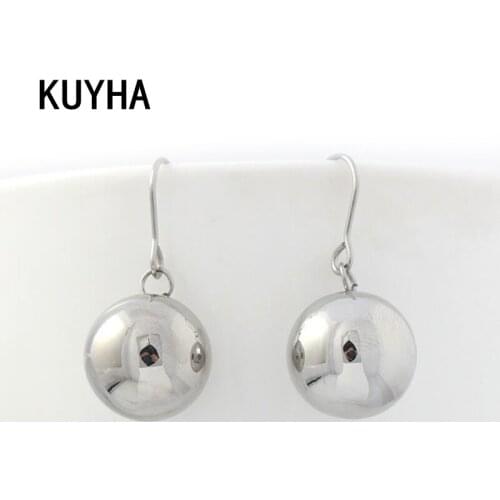 Silver Color Round Ball Drop Earrings for Women Bridal Wedding Long Circle Dangle Earrings for Bridesmaid