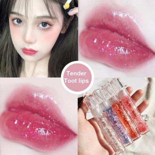 1 Pcs Crystal Sequin Lip Gloss Moisturizing Long-lasting Moisturizing Lip Plumping Lip Glaze Shiny Lip Jelly Cosmetics TSLM1