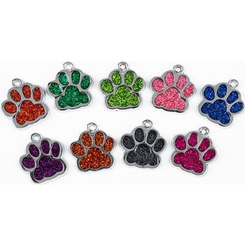 1Pc Personalized Dog Tag Engraved Dog Collar Puppy Pet ID Name Accessories Paw Glitter Pendant Address Tags For Dogs