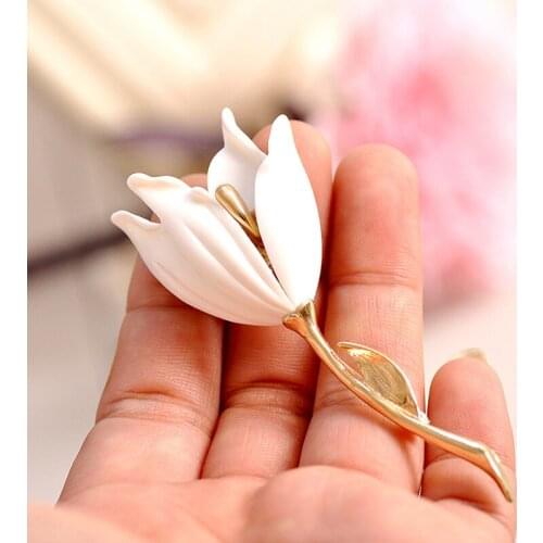 Fashion Womens Jewelry Tulip Flower Brooch Euramerican Style Girl Gorgeous Elegant Retro Clothing Accessories