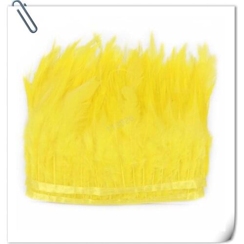 10yards/lot yellow color rooster feather ribbon 10-5cm natural Coque Tail Feather trim for Dress/ handcraft accessories Fringe