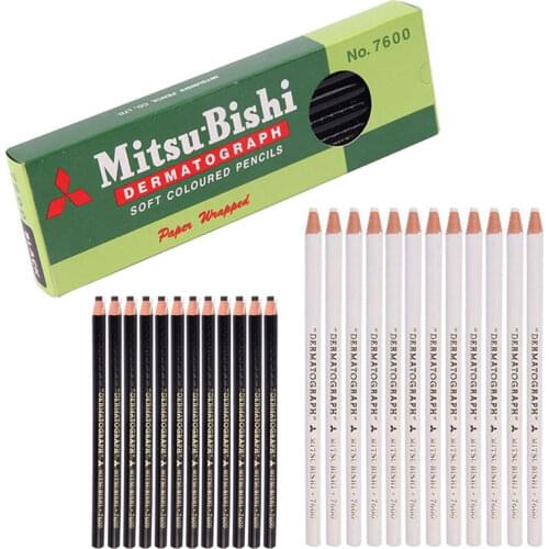 12pcs Eyebrow Pencil Microblading Eyebrow Makeup Accessories Positioning Black Dermograph Oil-Based UNI Tattoo Marker