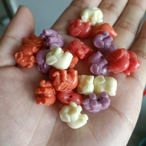 20pcs 14mm Little Elephant Artificial Coral Beads Loose Spacer White/Orange/Red/Pink/Purple Animal Bead For Jewelry Making