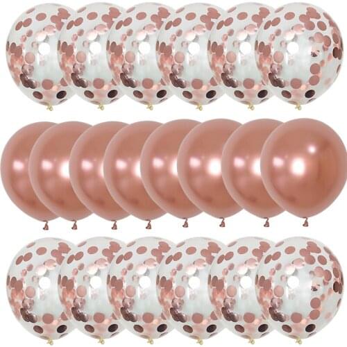 20pcs Rose Gold Latex Balloons Confetti Chrome Ballon Birthday Party Wedding Decoration Anniversary Air Helium Metallic Balloon