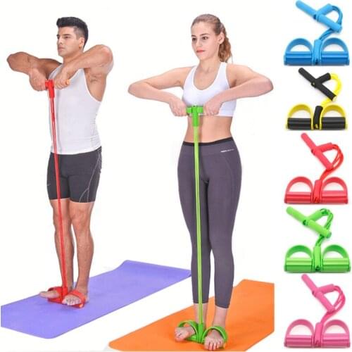 2021 New Sit Up Training Pedal Four Tube Latex Wall Pulley Sports Safety Home Fitness Pedal Resistance Band