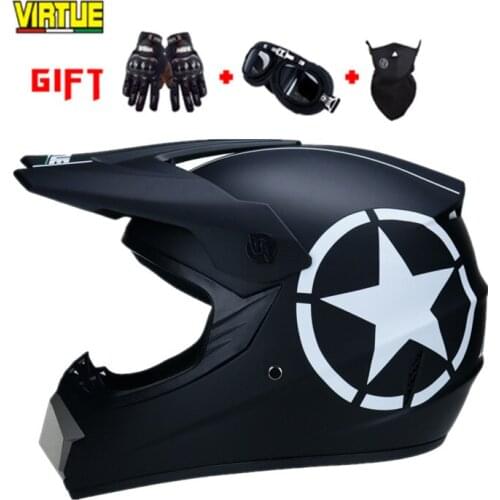 【3GIFTS】VIRTUE Motorcycle Full Helmets Full Covered Off-road Helmets Cool cross-country Locomotive Go-kart kids Helmets