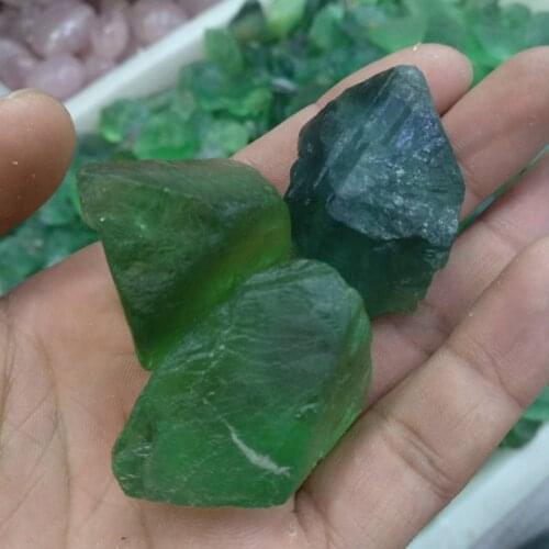 3Pcs Bulk Natural Rough Rainbow Fluorite Crystal Healing Raw Green