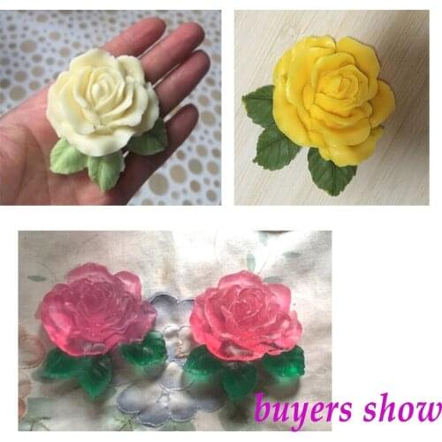 3D rose with leaves shape silicone mold Handmade Soap resin Clay craft mold DIY decoration tools sugar craft tools flower mold