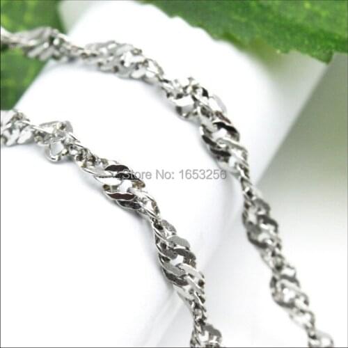 In bulk Lot 5pcs 3.2mm wide 18''-28'' Fashion Women Jewelry Stainless steel Water wave chain Link Necklace Charming Gifts