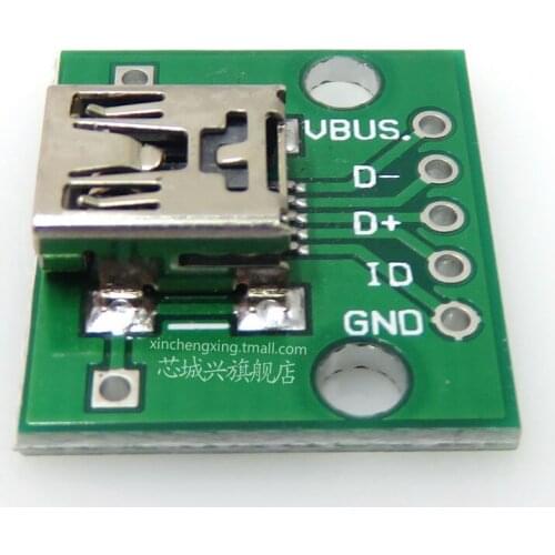 5pcs MINI 5P test board to DIP USB adapter board soldered female socket