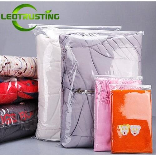 Leotrusting 50pcs 120mic Both Sides Clear Clothing Zip Lock Bag Underwear T-shirt Baby Clothes Packing Bag Garment Storage Bag