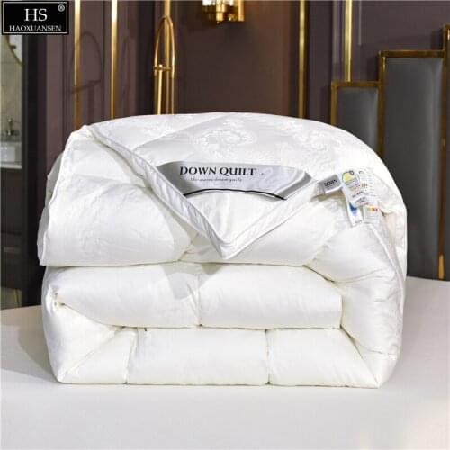 White Satin Jacquard Goose Down Quilt Comforter Filling Power 600 Combed Cotton Duvet Winter Blanket OEKO-TEX Certified Paisley