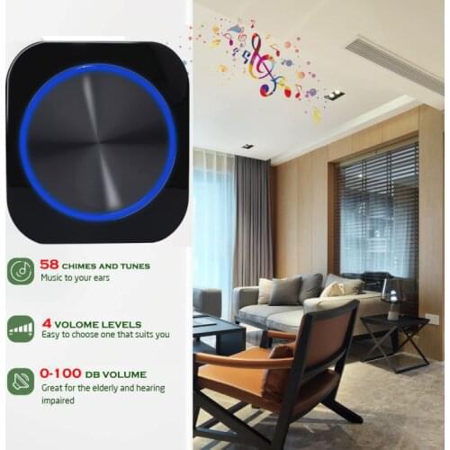 Wireless Doorbell Kit Home Security EU Plug Smart Doorbell Chimes Waterproof Outdoor Touch Button Super Long Transmission