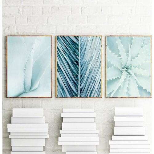 Botanical Wall Art Canvas Painting Fresh Blue Big Leaves Nordic Posters And Prints Tropical Plants Wall Pictures For Living Room