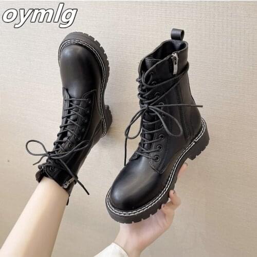 Patent leather Martin boots womens tide ins short boots2021new autumn and winter all-match comfortable thick-soled single boots