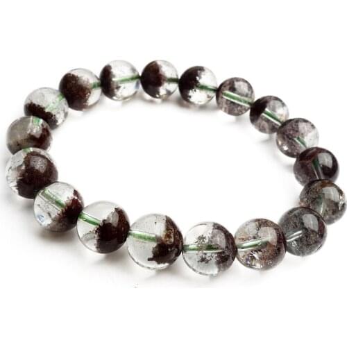 11mm Genuine Natural Red Phantom Quartz Bracelets For Women Clear Crystal Stretch Round Bead Bracelet