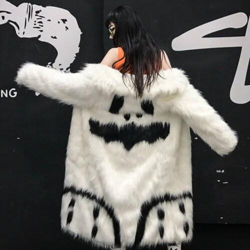 Luxury Warm Faux Mink Fur Long Cardigan Jacket Gown Devil Head Windbreaker G-dragons Crooked Imitation Fox Fur Teddy Abrigos